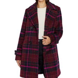 Sam Edelman - Double Breasted Gorgeous Plaid Coat Curly Pink - Size XL